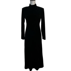 K.C. Spencer New York Dress Women's Petite Size 6 Black Velour Vintage Evening